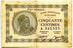 50 centimes Mines domaniales de la Sarre type 1920