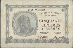 50 centimes Mines domaniales de la Sarre type 1920