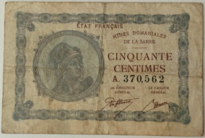 50 centimes Mines domaniales de la Sarre type 1920