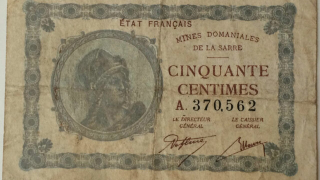 50 centimes Mines domaniales de la Sarre type 1920