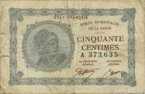 50 centimes Mines domaniales de la Sarre type 1920