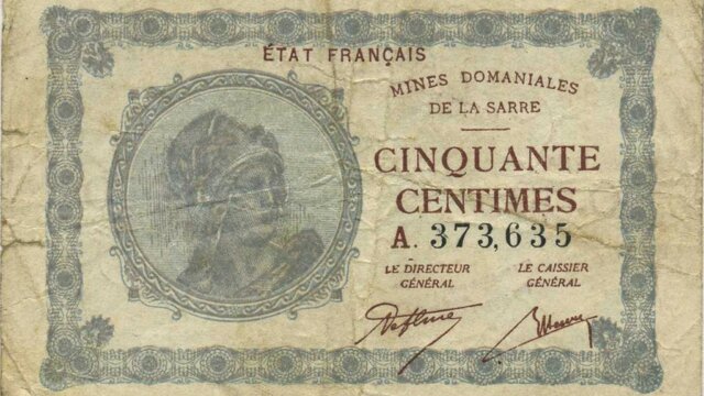 50 centimes Mines domaniales de la Sarre type 1920