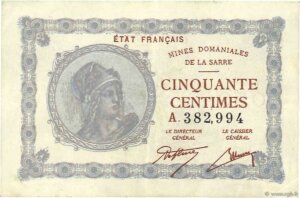 50 centimes Mines domaniales de la Sarre type 1920