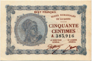 50 centimes Mines domaniales de la Sarre type 1920