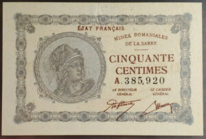 50 centimes Mines domaniales de la Sarre type 1920