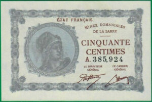 50 centimes Mines domaniales de la Sarre type 1920