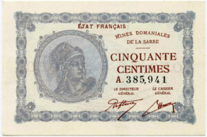 50 centimes Mines domaniales de la Sarre type 1920