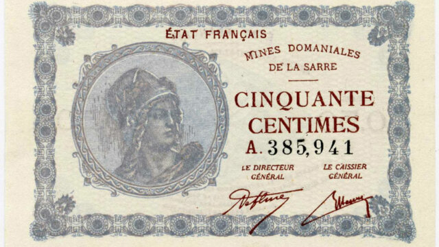 50 centimes Mines domaniales de la Sarre type 1920