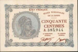 50 centimes Mines domaniales de la Sarre type 1920