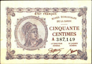 50 centimes Mines domaniales de la Sarre type 1920