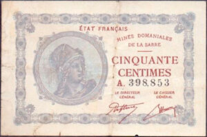 50 centimes Mines domaniales de la Sarre type 1920