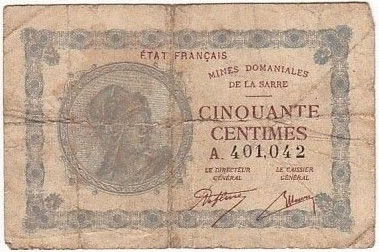 50 centimes Mines domaniales de la Sarre type 1920