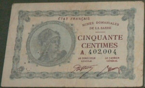 50 centimes Mines domaniales de la Sarre type 1920