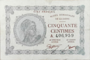 50 centimes Mines domaniales de la Sarre type 1920