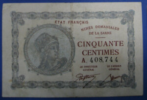 50 centimes Mines domaniales de la Sarre type 1920