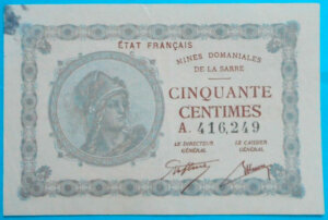 50 centimes Mines domaniales de la Sarre type 1920