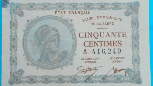 50 centimes Mines domaniales de la Sarre type 1920