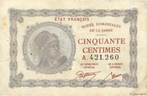 50 centimes Mines domaniales de la Sarre type 1920