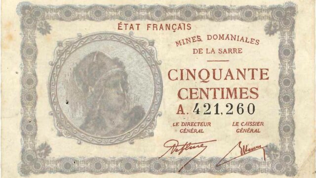 50 centimes Mines domaniales de la Sarre type 1920