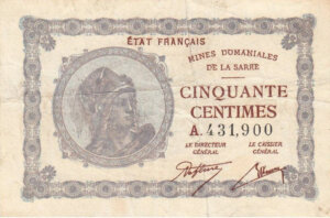 50 centimes Mines domaniales de la Sarre type 1920