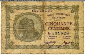 50 centimes Mines domaniales de la Sarre type 1920