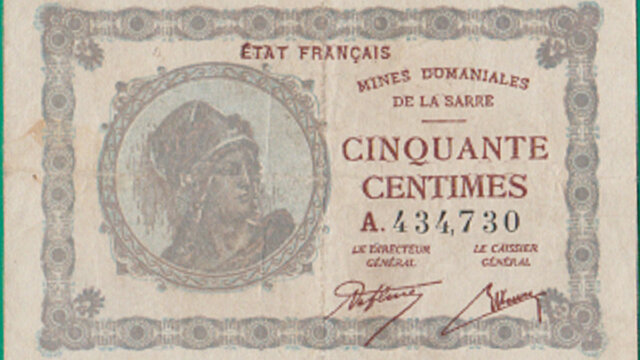 50 centimes Mines domaniales de la Sarre type 1920