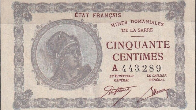 50 centimes Mines domaniales de la Sarre type 1920