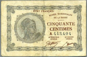 50 centimes Mines domaniales de la Sarre type 1920