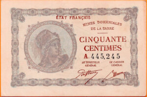 50 centimes Mines domaniales de la Sarre type 1920