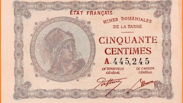 50 centimes Mines domaniales de la Sarre type 1920