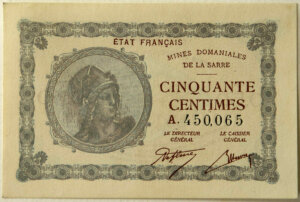 50 centimes Mines domaniales de la Sarre type 1920