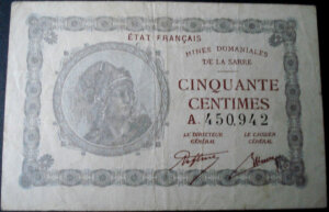 50 centimes Mines domaniales de la Sarre type 1920