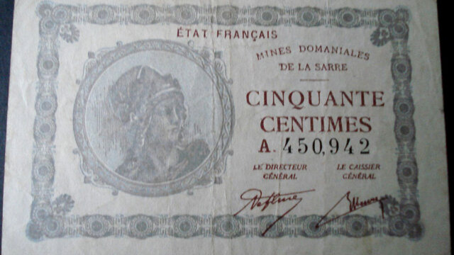 50 centimes Mines domaniales de la Sarre type 1920