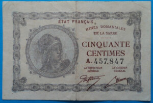 50 centimes Mines domaniales de la Sarre type 1920