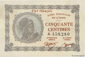 50 centimes Mines domaniales de la Sarre type 1920