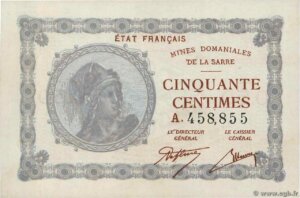 50 centimes Mines domaniales de la Sarre type 1920