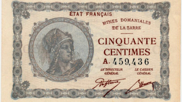 50 centimes Mines domaniales de la Sarre type 1920