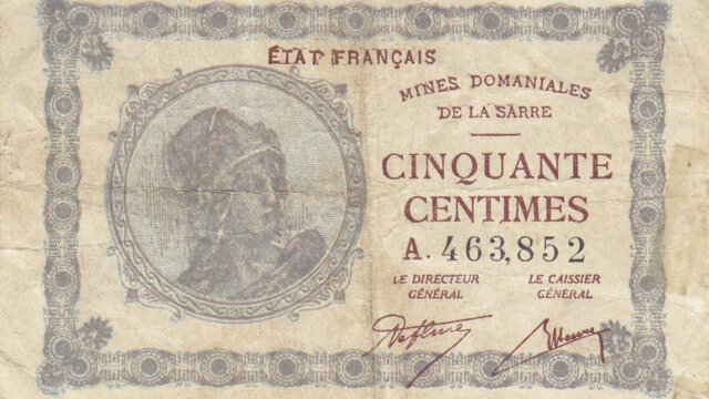 50 centimes Mines domaniales de la Sarre type 1920