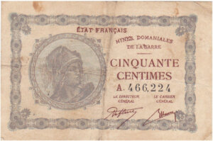 50 centimes Mines domaniales de la Sarre type 1920