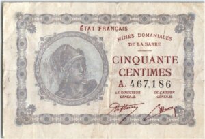 50 centimes Mines domaniales de la Sarre type 1920