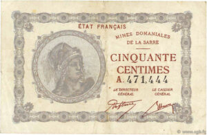 50 centimes Mines domaniales de la Sarre type 1920