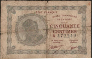 50 centimes Mines domaniales de la Sarre type 1920