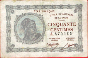 50 centimes Mines domaniales de la Sarre type 1920