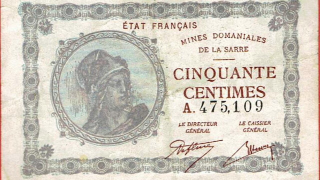 50 centimes Mines domaniales de la Sarre type 1920