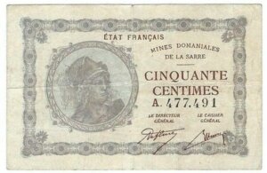 50 centimes Mines domaniales de la Sarre type 1920