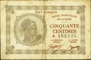 50 centimes Mines domaniales de la Sarre type 1920