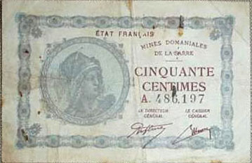 50 centimes Mines domaniales de la Sarre type 1920