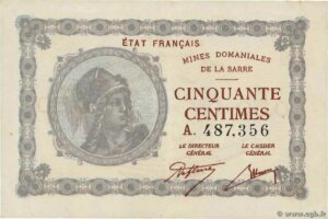 50 centimes Mines domaniales de la Sarre type 1920