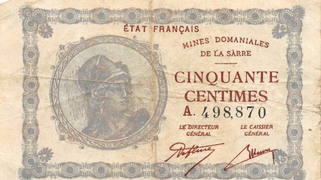 50 centimes Mines domaniales de la Sarre type 1920