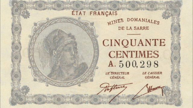 50 centimes Mines domaniales de la Sarre type 1920